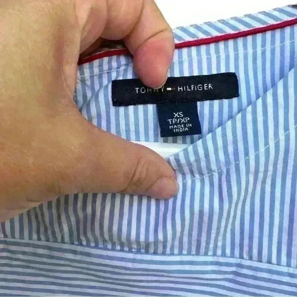 Tommy Hilfiger Blue & White Ticking Striped Dress, Eyelet Embroidery Details XS - Picture 5 of 9